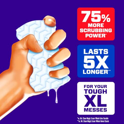 Mr. Clean Magic Eraser Sponge, All Purpose Cleaner, Long Lasting Cleaning Scrubber, Wall, Sneaker, Oven, Kitchen, Bathroom, Shower Cleaner, Cleaning Supplies, Whole Home Extra Durable XL, 8ct - size: 8 Count (Pack of 3)