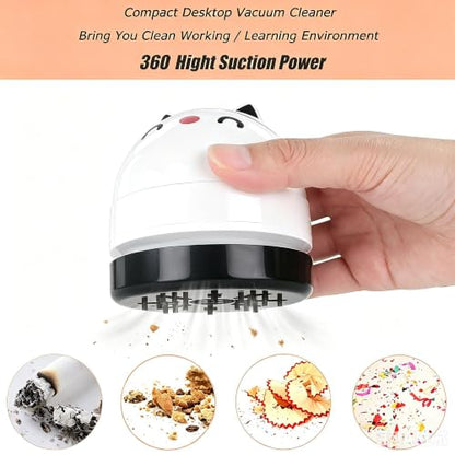 YUNYILAN Mini Desktop Vacuum Cleaner, Portable USB Vacuum Cleaner for Desk Mini Cute Cartoon Desktop Vacuum for Cleaning Eraser Crumbs, Dust, Crumbs, Computer, Keyboard and Car (White) - color: White