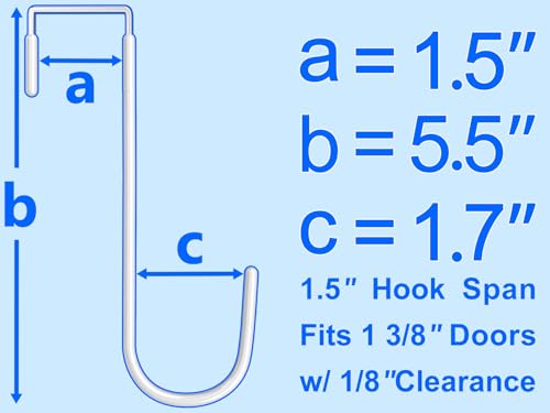Mars-Rock Single Over Door Steel Hooks 4 Pack Fit 1-3/8" Door 5.5" White - color: C: 4Pack 5.5"Length