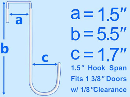 Mars-Rock Single Over Door Steel Hooks 10 Pack Fit 1-3/8" Door 5.5" White - color: F: 10Pack 5.5"Length