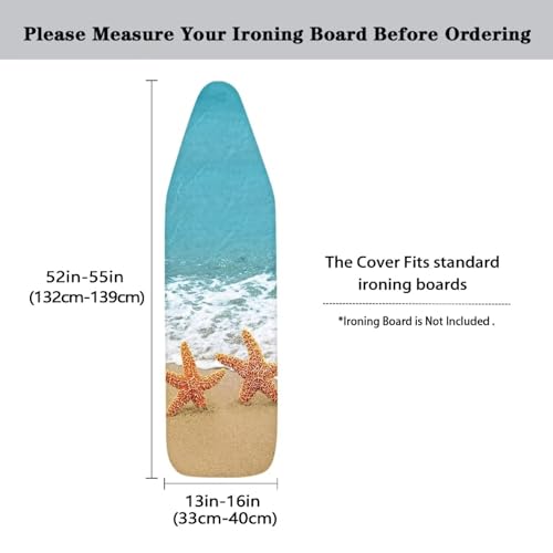 ZDCUSTOM Beach Starfish Ironing Board Covers, 15x54 Padded Ironing Board Covers, Extra-Wide Stain Resistant Thick Padding and Elasticized Edge Covers - color: Beach Starfish