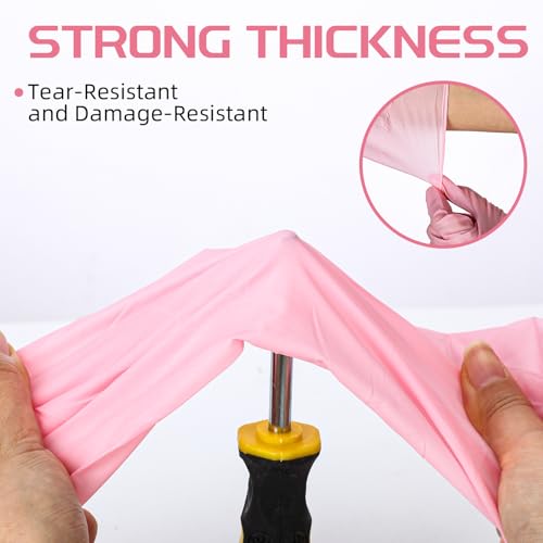 50 Counts 16" Long Disposable Nitrile Gloves,Pink,M - color: Pink, size: Medium