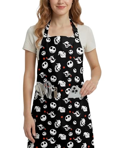 Women Apron, Cute Kitchen Aprons for Women, Girls - color: Black Nightmare