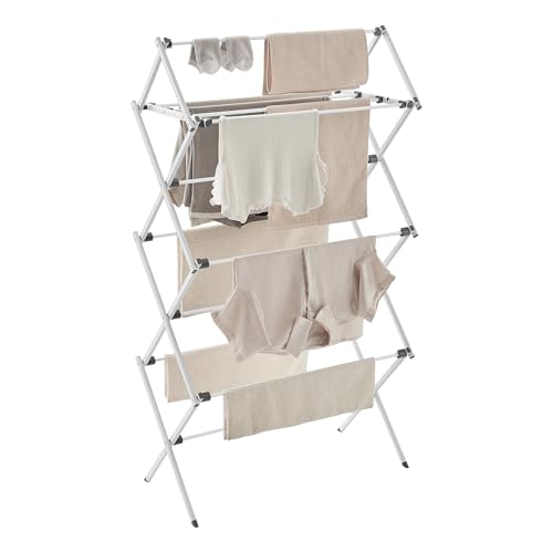 SONGMICS Foldable Clothes Drying Rack, 29.5 x 14.6 x 53.1 Inches - color: White, size: 29.5" W