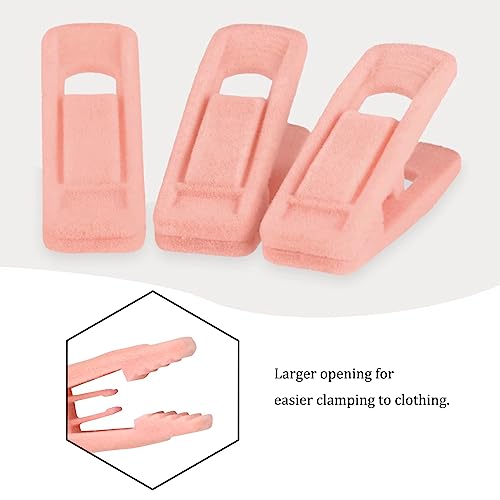 Tinfol Pink Velvet Hanger Clips Pack of 24, Pants Velvet Clips, Premium Large Opening Clothes Pin, Strong Finger Flocked Clip Perfect for Use with Slim-line Clothes Velvet Hangers - color: Pink, size: 24PC