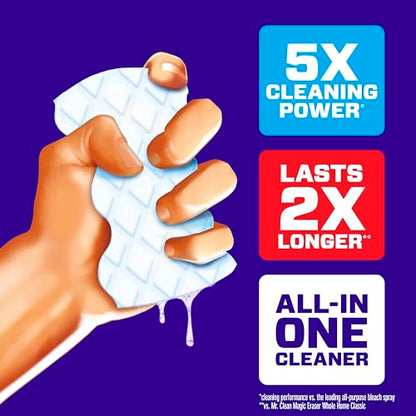 Mr. Clean Magic Eraser Sponge, All Purpose Cleaner, Cleaning Scrubber, Wall, Sneaker, Kitchen, Bathroom, Shower Cleaner, Cleaning Supplies, Melamine Sponge, Cleaning Pads, Extra Durable, 4ct