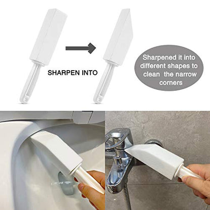 3 Pack Pumice Stone for Toilet Bowl Cleaning with Handle, Scouring Stick Remove Toilet Bowl Hard Water Rings, Calcium Buildup and Rust for Cleaning Toilet, Bathroom, Kitchen Sink, Grill (White)