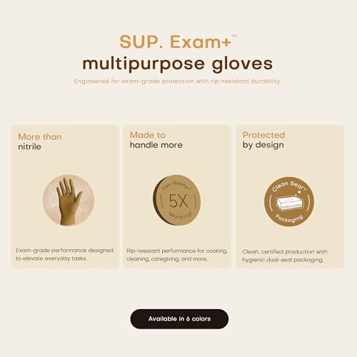 SUP Powder-Free Nitrile Exam Gloves, 100/1000 Ct Food Safe Latex-Free Disposable Glove Medical Cooking Cleaning Food Prep Tan - color: Large (Trail Tan 1000)