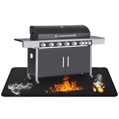 Under Grill Mat for Outdoor Grill, 24 x 42inch Double-Sided Fireproof Grill Pad,Perfect for Outdoor Barbecue Spots,Fireproof, Waterproof, and Oilproof BBQ Protector for Decks and Patios - size: 24*42inch