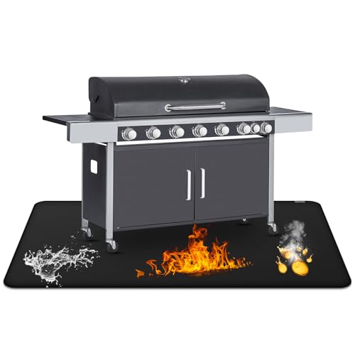 30 x 48inch Grill Mat for Outdoor Grill,Double-Sided Fireproof Grill Pad,Perfect for Outdoor Barbecue Spots,Fireproof, Waterproof, and Oilproof BBQ Protector for Decks and Patios - size: 30*48inch