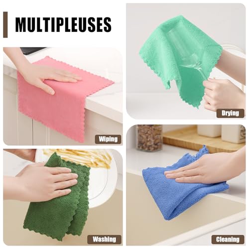 Kitinjoy 24 Pack Kitchen Cloths Dish Towels ，7" x 9" - color: Tan/Sky Blue/Pink/Grass Green/Green/White, size: 7 X 9 inch- 24 Pack