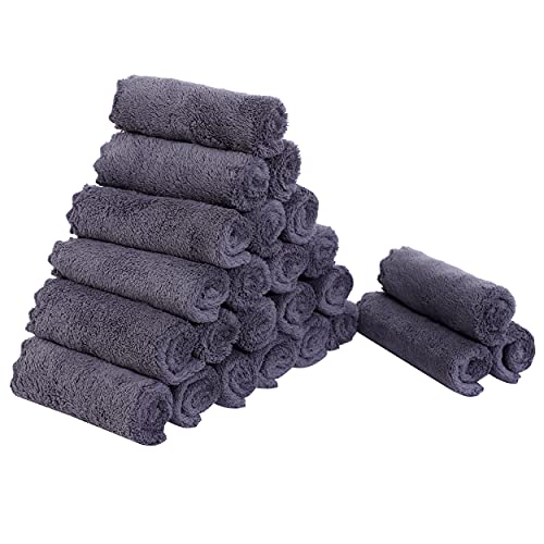 Sunny zzzZZ 24 Pack Kitchen Dishcloths - Does Not Shed Fluff - Reusable Dish Towels, Dish Cloths, Super Absorbent Coral Fleece Cleaning Cloths, Nonstick Oil Washable Fast Drying, 10 x 10 Inch (Grey) - color: Grey, size: 10 x 10 Inch