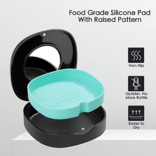 2 Pack Retainer Case with Vent Holes, stocking stuffers for gift women men,Compatible with Invisalign,Night Guards,and Mouth Guards Case - Includes Storage Bag,Slim Aligner Remover Tool - color: Black Purple
