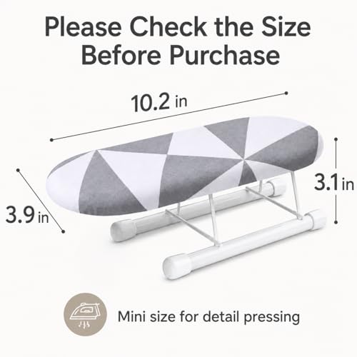 10.2-inch mini Ironing Board, Portable and Foldable Small Ironing Board, with a Cover, Suitable for Ironing Collars, Cuffs, Shoulders, and Corners (Black and white squares)
