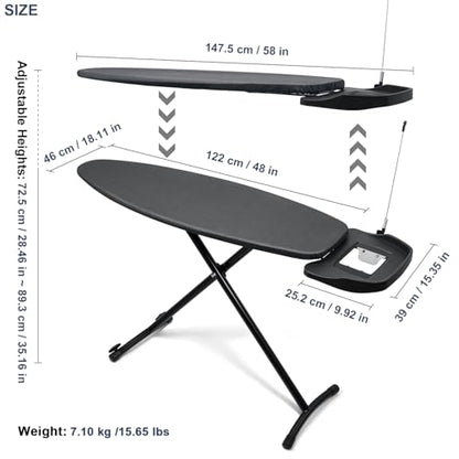 Duwee 18" ×48" Ironing Board with Retractable Iron Rest,Wide Ironing Board - size: 18"×48"