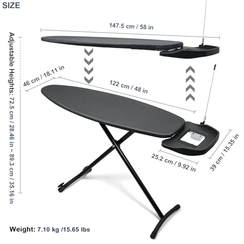 Duwee 18" ×48" Ironing Board with Retractable Iron Rest,Wide Ironing Board - size: 18"×48"