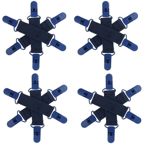 Bed Sheet Detangler with 6-Clip, WAD Preventer Stop Bed Sheets/Duvet Covers/Blankets from Tangling, Twisting & Balling up in Dryer Washer and Dryer, 4 pcs(Blue) - color: Blue