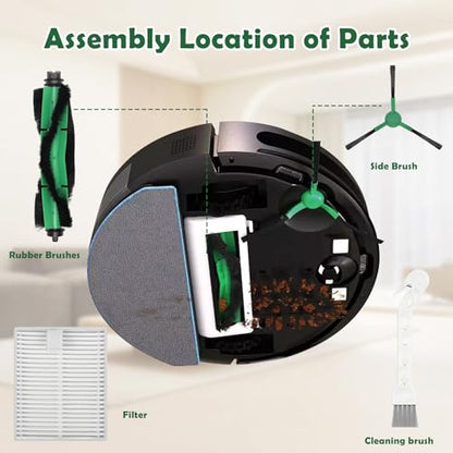 Replacement Parts for iRobot Roomba 105X, 105, 104, Q052-Vac2 Robot Vacuum - color: 21-Pack Essential Series Replacement Parts - Green