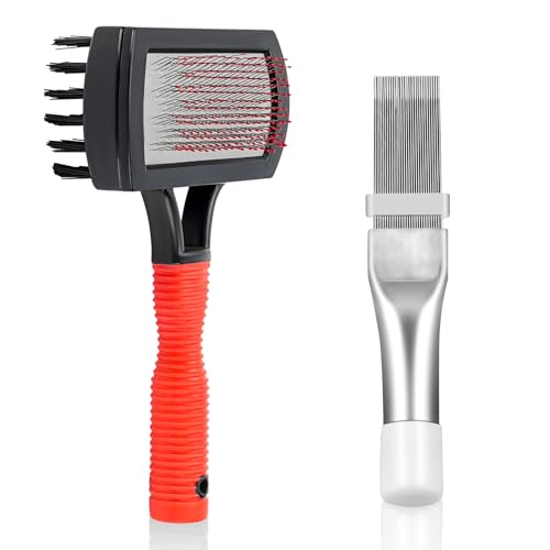 Cenipar Air Conditioner Coil Cleaning Brush Fin Comb Straightener 2 PCS Include Dual-Sided HVAC Coil Cleaning Brush and Metal Radiator Fin Comb for Air Conditioner Condenser (Red) - color: Red