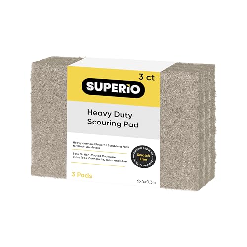 Scouring Pad Non-Scratching Scrubber Non-Scratch Cleaning Scrub Pads Heavy Duty Scouring Pad Reusable Kitchen Scrubbing Pad Pack of 3 Natural, by Superio - color: Natural, size: 3-pack