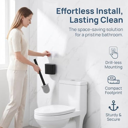 RV Toilet Brush, Black Toilet Brush Silicone Won't Damage Toilets, Wall Mounted Toilet Brush-Anti-Roll, Anti-Drip Design, Suitable for RV Travel Trailers and Campers, rv Must Haves - color: Black-2
