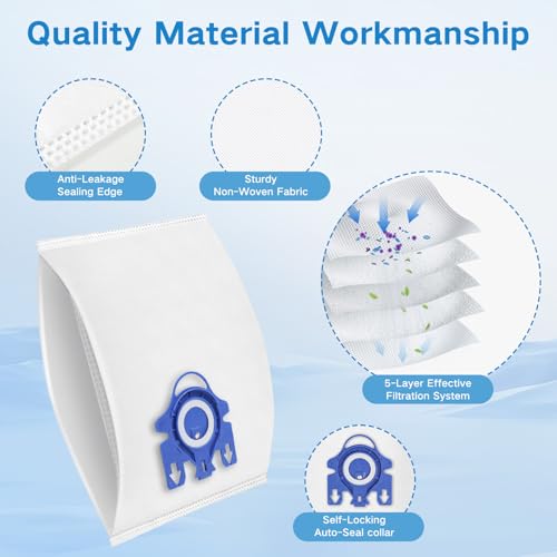 14 Pack 3D Airclean GN Vacuum Bags Compatible with Miele Classic C1, Complete C2, Complete C3, S2 S5 S8 S400 Series Dust Bags with 4 Motor Protection Filters, 4 Exhaust Filters - style: GN Bag-14 Pack