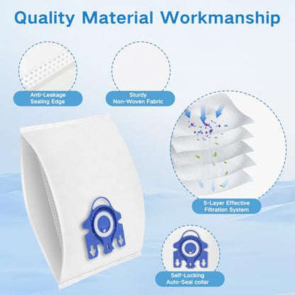 14 Pack 3D Airclean GN Vacuum Bags Compatible with Miele Classic C1, Complete C2, Complete C3, S2 S5 S8 S400 Series Dust Bags with 4 Motor Protection Filters, 4 Exhaust Filters - style: GN Bag-14 Pack