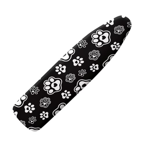 Dog Paw Print Ironing Board Covers Stain & Scorch Resistant Household Iron Board Covers with Elastic Edge Fits Standard 54" x 15" Inch Boards Easy Installation - color: Black and White - Dog Paw
