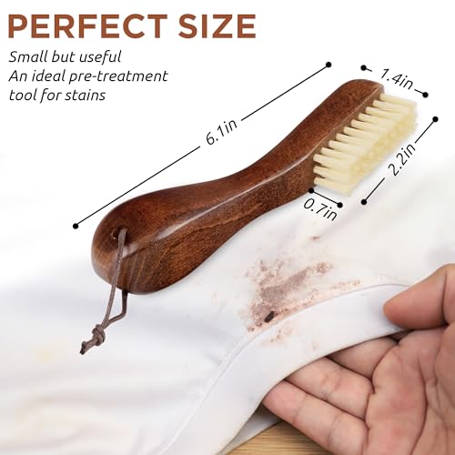TAKAVU Laundry Stain Brush 2pcs, Soft White Boar Bristles - color: White Boar Bristle, size: 2pcs