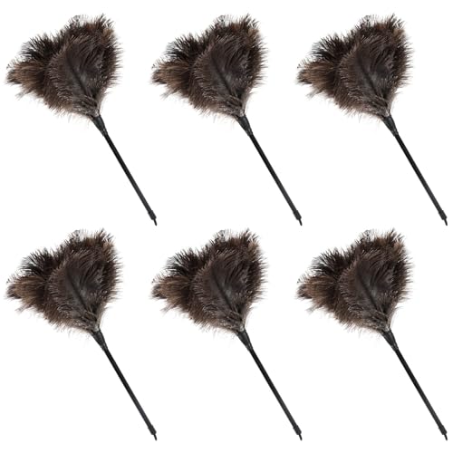 Natural Ostrich Feather Duster 14.9 inch Fluffy Mini Dusters - color: Natural-a-6pcs