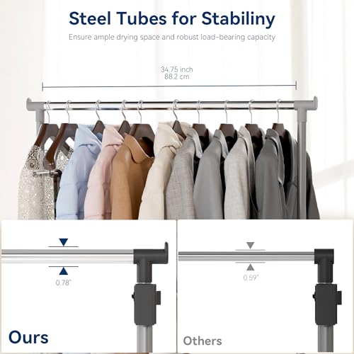 Whitmor Foldable Garment Rack - Rolling Clothes Rack - Adjustable Height Garment Rack, Heavy Duty Foldable Clothes Rack with Adjustable Hanging Rod for Home Office- Dark Grey - color: Dark Grey