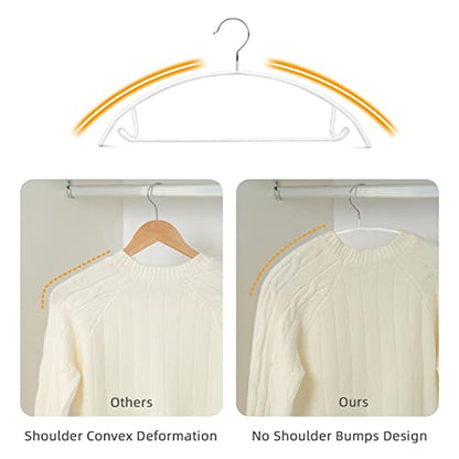 Nature Smile Non Slip PVC Coating Sweater Hangers,Dress Suit Coat Hangers,Shoulder Bump Free Golf T Shirts Clothes Hangers (White Color 20 Pack) - color: White, size: 20 Pack