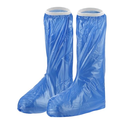 HARFINGTON Waterproof Shoes Cover XL (US 7) Non-Slip Overshoes with Zipper - color: Blue, size: XL (US 7)