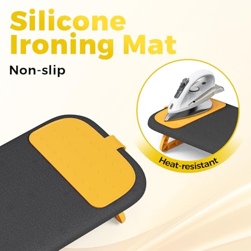 KINGBOARD Small Ironing Board with Iron Mat, Tabletop Iron Board, Black - color: Black & Orange