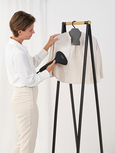 Brabantia - Steam Clothes Hanger - Solid Surface for High-Pressure Steaming on Collars and Shoulders - Quick & Easy Results - Double-Sided Use - Versatile 360° Rotating Hook - Pepper Black - color: Pepper Black, style: Steam Clothes Hanger