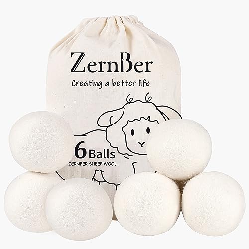 Wool Dryer Balls XL 6-Pack, Dryer Balls Laundry Reusable Reduce Clothing Wrinkles, Drying Clothes Faster