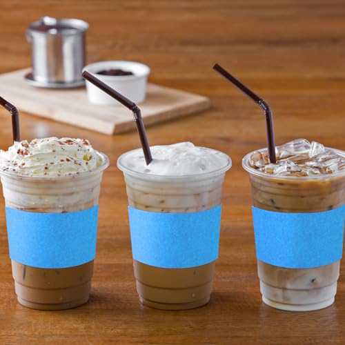 Disposable Coffee Cup Sleeves Corrugated Kraft Paper Coffee Cup Sleeves Holder Protective Insulated Heat Espresso ForHot Drinks 8-24oz (Baby Blue, 500 Pcs) - color: Baby Blue, size: 500 Pcs