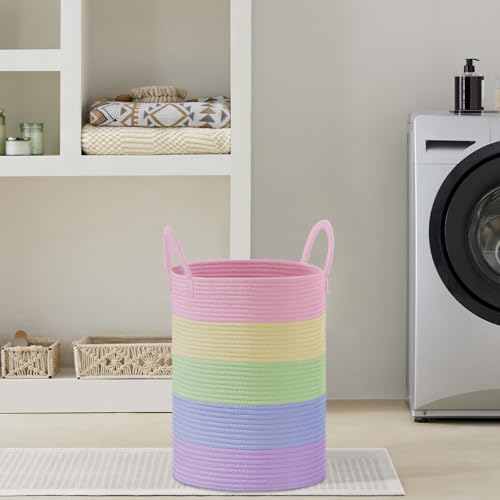 VIPOSCO 58L Tall Woven Laundry Basket Hamper, Rainbow - color: Rainbow, size: 58L
