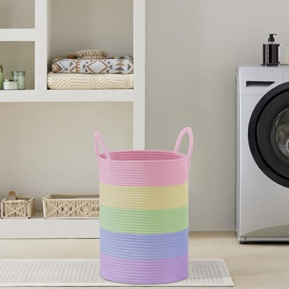 VIPOSCO 58L Tall Woven Laundry Basket Hamper, Rainbow - color: Rainbow, size: 58L