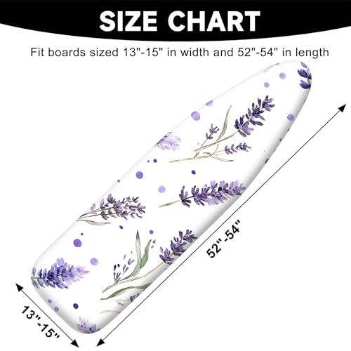 Ironing Board Cover 15"x54"，Standard Ironing Board Replacement Cover，Easy Fit - color: White and Purple, size: 15"x54"