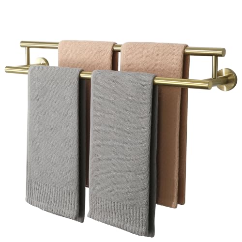 Alise Double Towel Bar Glod,24" Towel Rack for Bathroom Wall Mounted - color: Brushed Gold, size: 24-Inch (2-Bars)