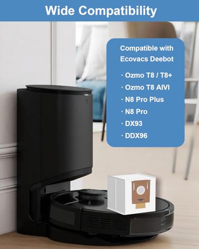 12 Pack Dust Bags Replacement for Ecovacs Deebot Ozmo T8, T8+, T8 AIVI, N8 Pro Plus, N8 Pro, DX93, DDX96 Robot Vacuum Cleaner with Self-Empty Station, 3.5L Large Capacity - size: 12pack
