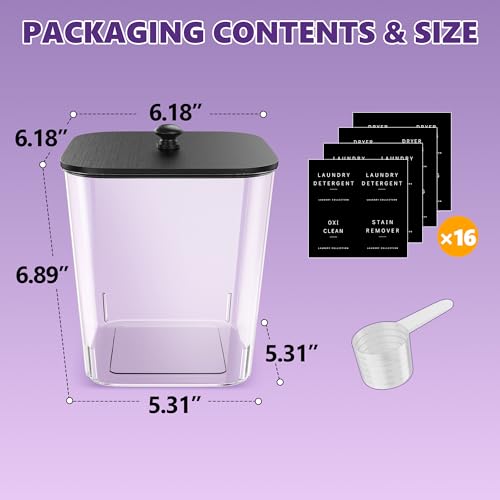 Moforoco 1 Pack Black Laundry Pods Container, Clear Laundry Room Organization Containers,Large Detergent Powder Storage - color: Black, size: 84.5 Ounces