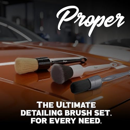 Premium Car Detailing Brush Set - Complete 6 Pack Kit - 2 Boar's Hair, 2 Ultra Soft, 2 Synthetic Bristles - Car Detail Brush for All Surfaces, Leather Seats, Air Vents, Wheels & Emblems, and More - color: Multi (6 Pack)