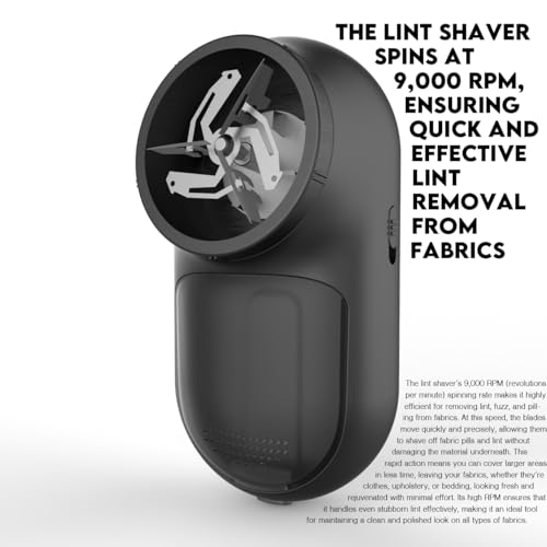 Rechargeable Fabric Shaver, Lemontec Battery-Operated Lint Remover & Sweater Defuzzer for Clothes and Furniture – Eliminates Pills, Fuzz, and Lints (Black)