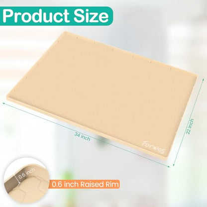 Silicone Under Sink Mat, 34"x22", Waterproof Cabinet Liner, Beige - color: Beige, size: 22"W x 34"L