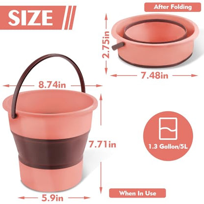 Collapsible Bucket 1.3 Gallon/5L Small Capacity Foldable Cleaning Buckets - color: Small Pink