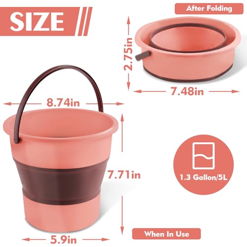 Collapsible Bucket 1.3 Gallon/5L Small Capacity Foldable Cleaning Buckets - color: Small Pink