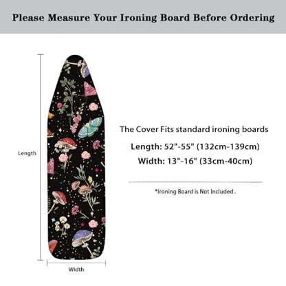 Mushroom Leaves Homes Replacement Ironing Board Cover with Extra Thick Pad, Standard (Fits Large Boards 15 x 54 inch) Elasticated, Scorch Resistant, Durable - color: 0 Mushroom Leaves