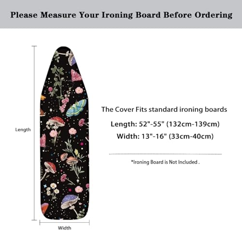 Mushroom Leaves Homes Replacement Ironing Board Cover with Extra Thick Pad, Standard (Fits Large Boards 15 x 54 inch) Elasticated, Scorch Resistant, Durable - color: 0 Mushroom Leaves